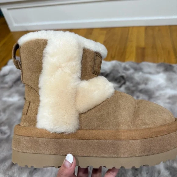UGG Tan and Cream Winter Boots - Picture 3 of 6